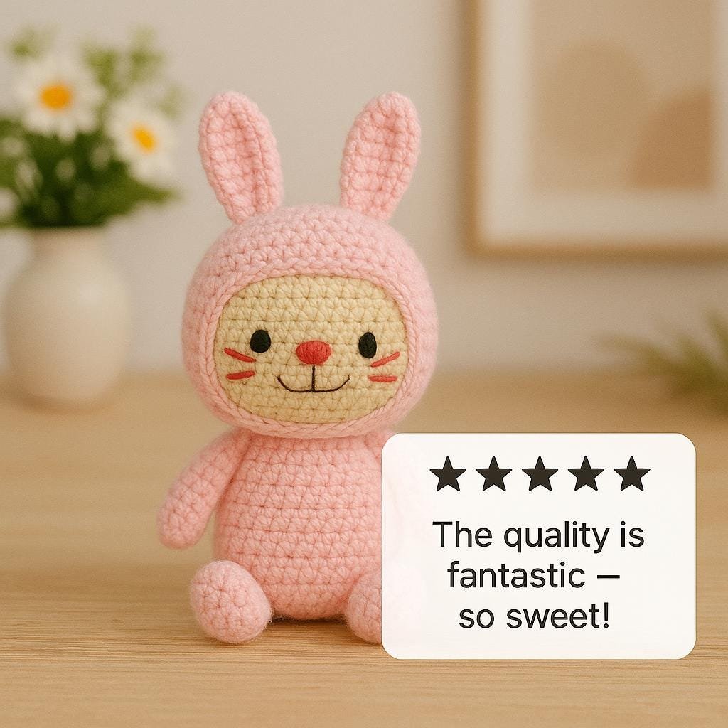 Alternative view of Labubu Crochet Pattern PDF – Amigurumi Bunny Plushie, Easy Beginner Crochet Toy Pattern, Kids Rabbit Stuffed Animal DIY Tutorial
