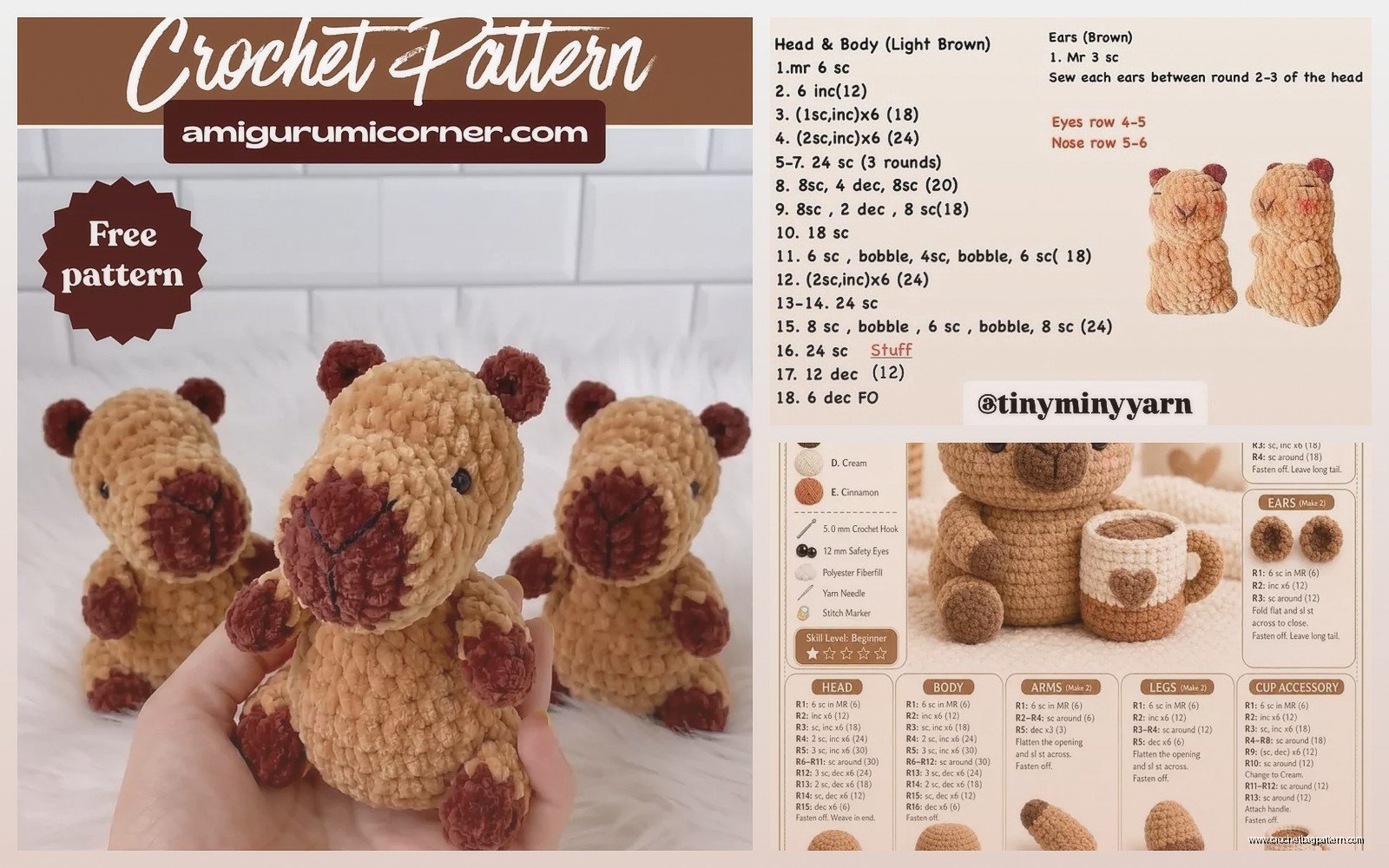 Free Capybara Crochet Pattern: Giant Rodent Tutorial