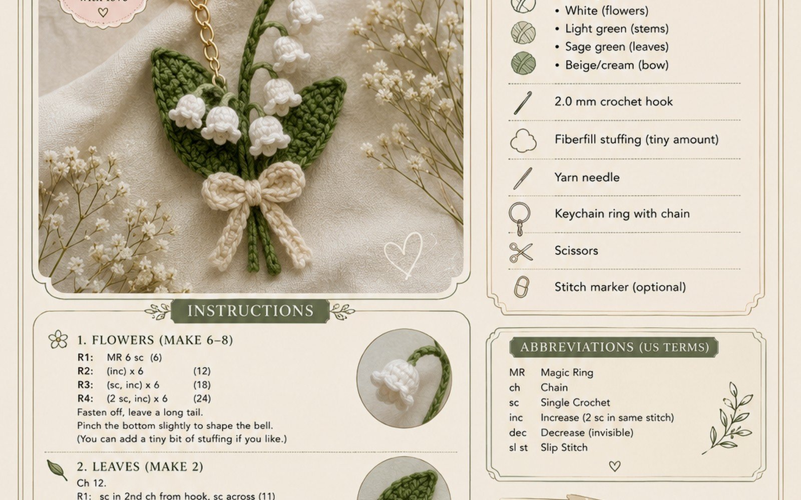Lily of the Valley Crochet Pattern: Flower Tutorial