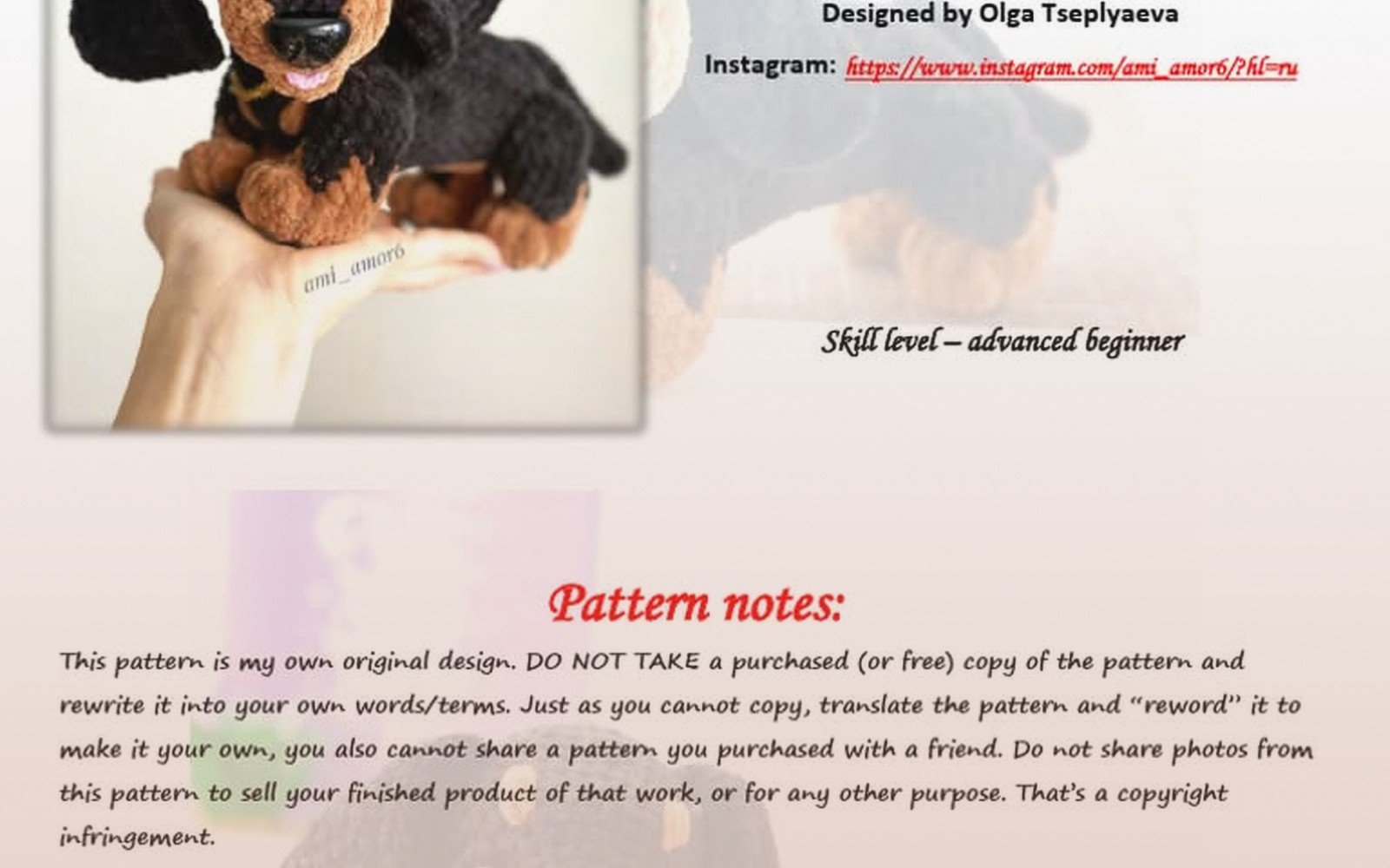 Crochet Dachshund: Wiener Dog Amigurumi Pattern