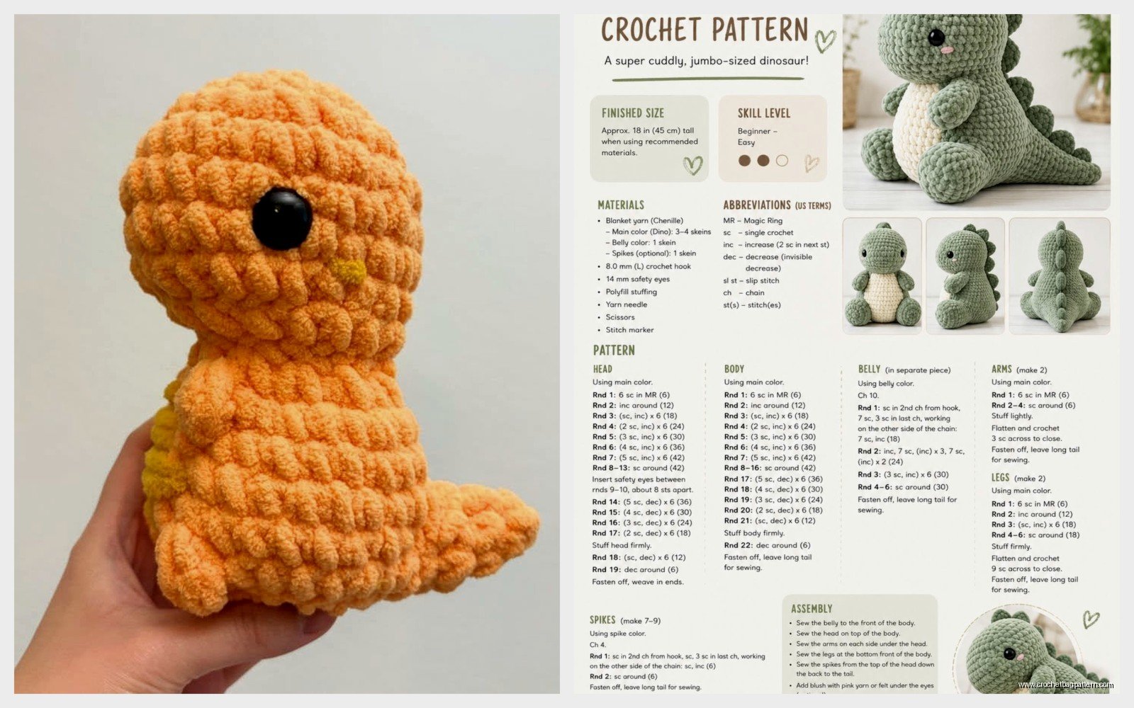 Dino Crochet Pattern: Dinosaur Amigurumi Collection