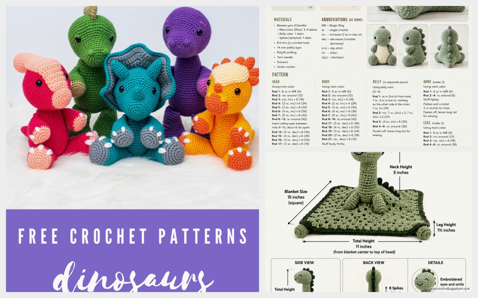 Dino Crochet Pattern: Dinosaur Amigurumi Collection
