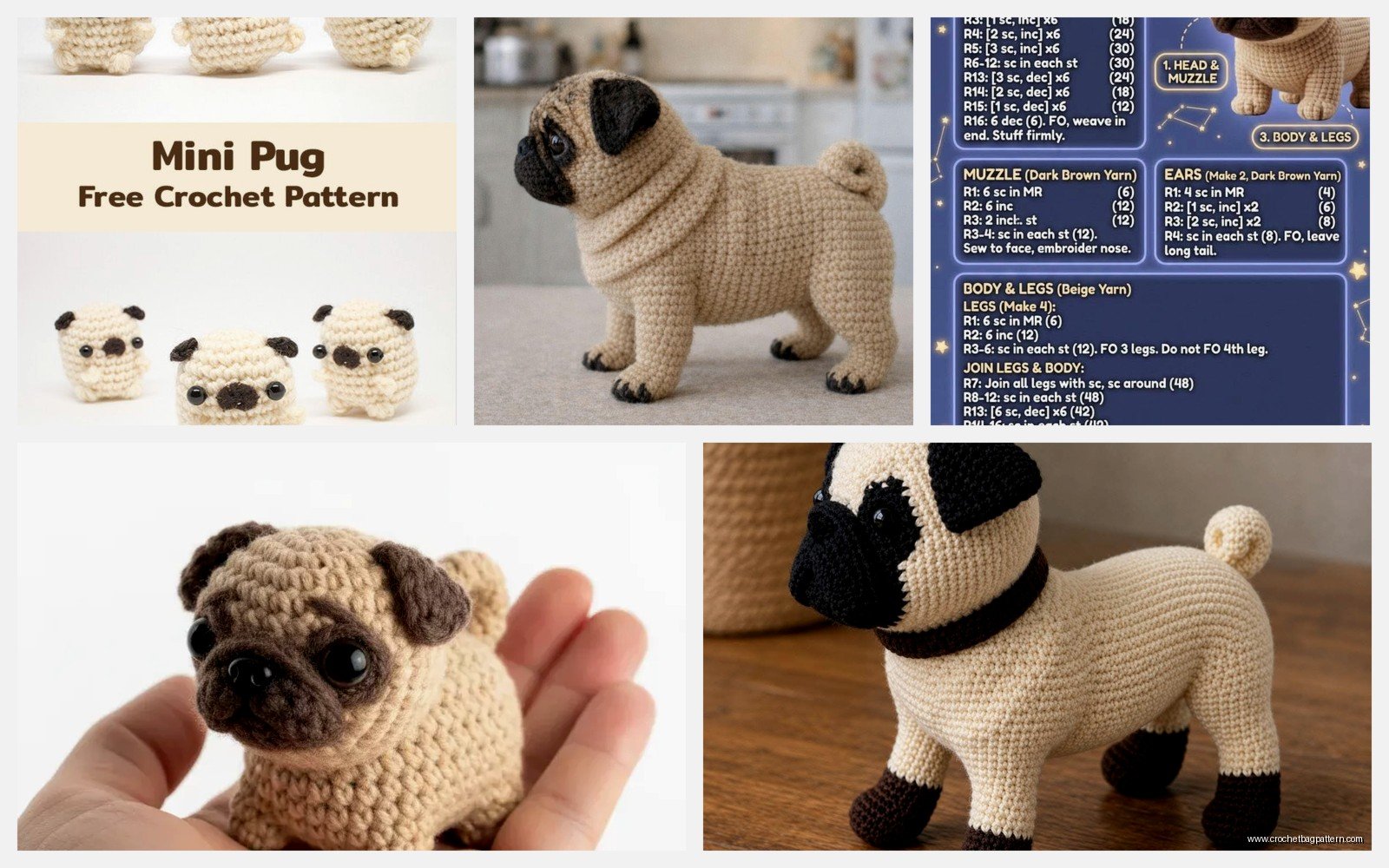 Pug Amigurumi: Dog Breed Crochet Pattern