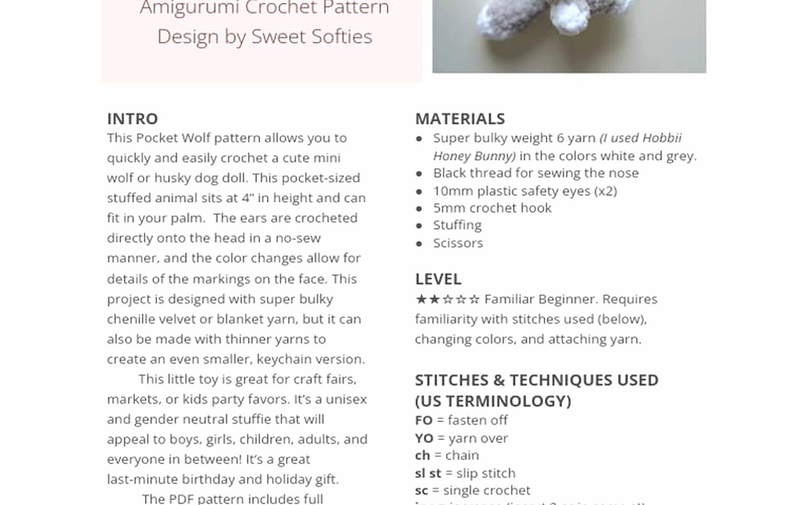 Wolf Crochet Pattern: Animal Amigurumi Tutorial